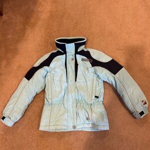 Spyder Light Blue and Navy blue Kids Puffer ski Jacket